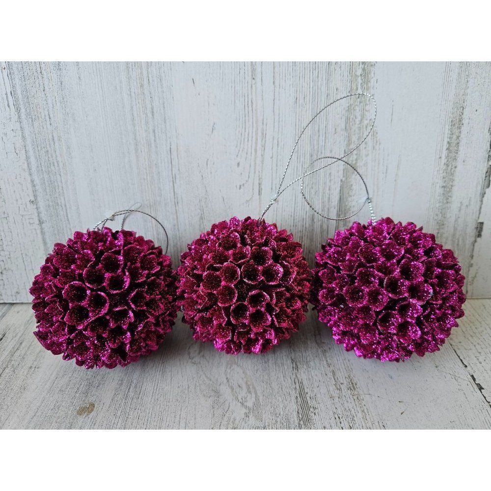 Pink glitter ball unique ornament set Xmas tree